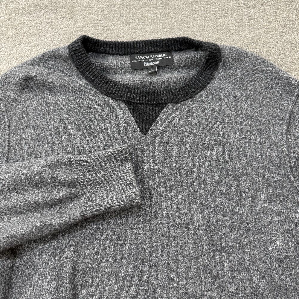 Banana Republic Mens L Gray Italian Yarn Merino Wool‎ Crewneck Sweater Filpucci